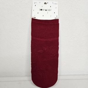 Forever 21 Socks Womens Ankle Trouser Nylon Burgundy Red Floral One Size